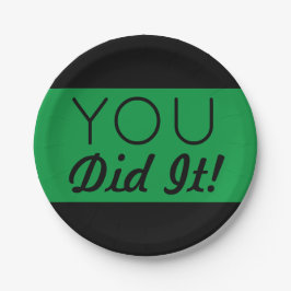 Prato De Papel Verde e Preto Você Fez A Graduação