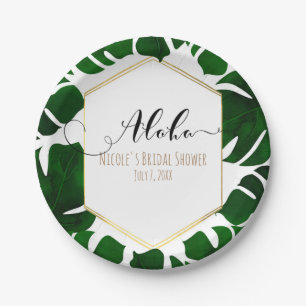 Prato De Papel Verde Escuro Deixa Branco e Dourado Casamento