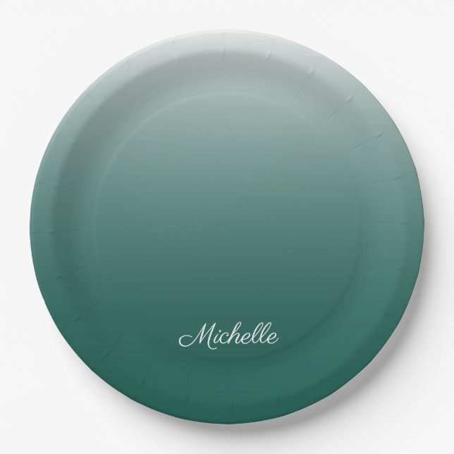 Prato De Papel Verde-gradiente ombre personalizado (Frente)