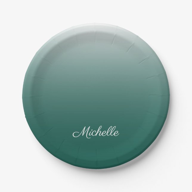 Prato De Papel Verde-gradiente ombre personalizado (Frente)