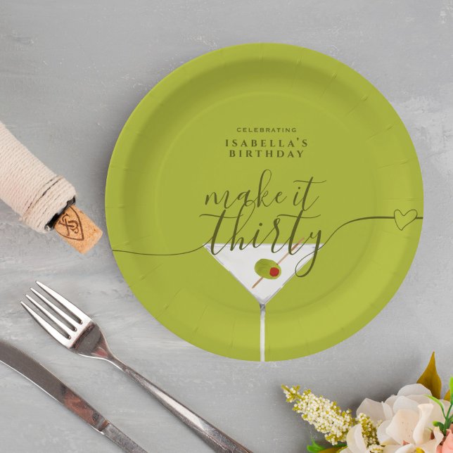 Prato De Papel Verde Martini Faz 3aniversário de 30 anos (Criador carregado)