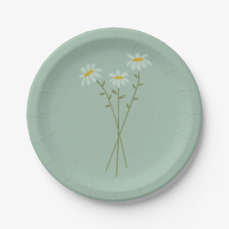 Prato de Papel Verde Modern Daisy