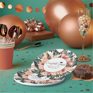 Prato De Papel Verde Tropical da Selva Graduação Floral Rosa
