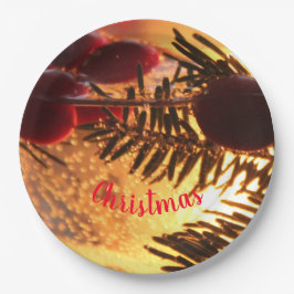 Prato De Papel Verde Vermelho Brilhante E Dourado