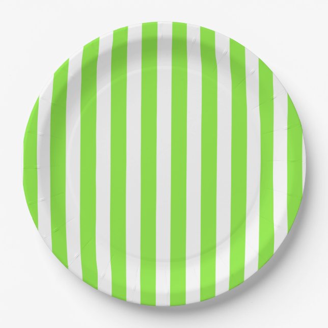 Prato De Papel Verdes limões e faixas brancas de doces (Frente)