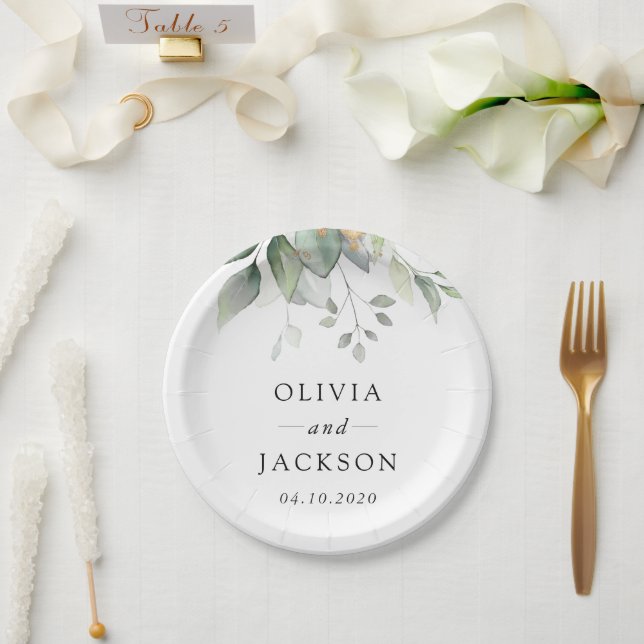 Prato De Papel Verdura, Folhas de Eucalipto, Casamento Botânico (Casamento)