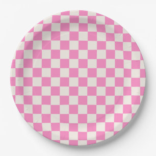 Prato De Papel Verificação rosa, padrão da placa de xadrez, ve