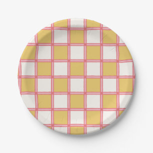 Prato De Papel Verificadores Rosa Brilhante e Amarelo