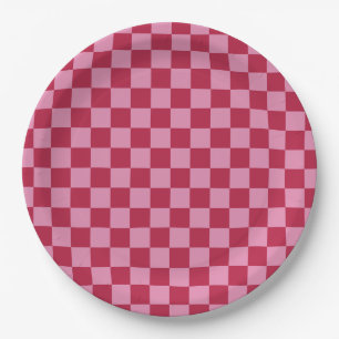 Prato De Papel Verifique O Padrão Magenta E Rosa