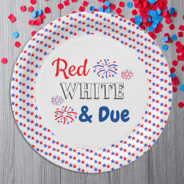 Prato De Papel Vermelho Branco & Devido Chá de Bebê