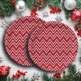 Prato De Papel Vermelho Branco Festivo