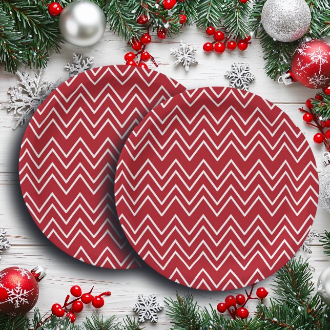 Prato De Papel Vermelho Branco Festivo (Criador carregado)