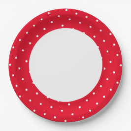 Prato De Papel Vermelho Brilhante Polka Pontilhado Exterior em Br