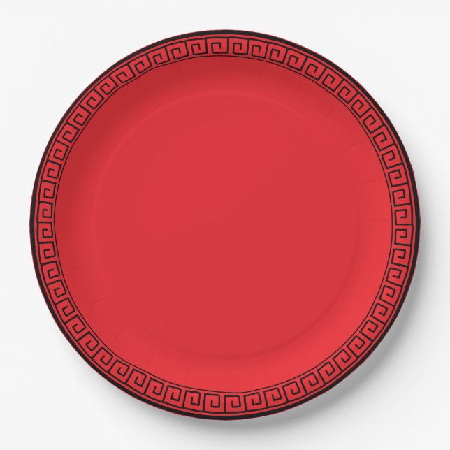Prato De Papel Vermelho com acabamento preto (Frente)