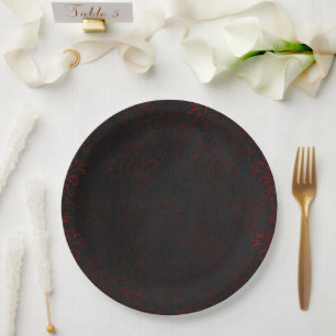 Prato De Papel Vermelho e Preto Grunge Gótico