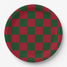 Vermelho e Verde Clássico Xadrez de Natal Estampad