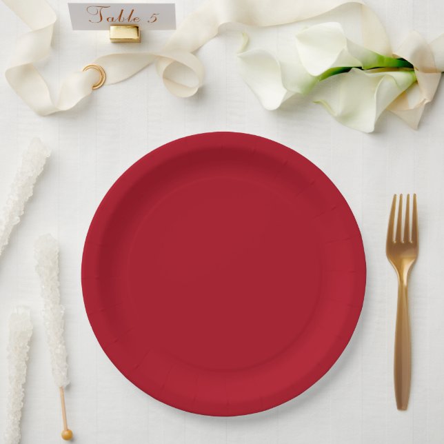 Prato De Papel Vermelho Festivo Natal Cor Sólida (Casamento)