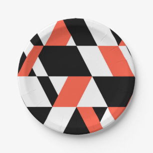 Prato De Papel Vermelho-negro, moderno, moderno, design geométric