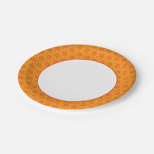 Prato De Papel Vermelho Oriental Amarelo Asanoha Padrão Japão
