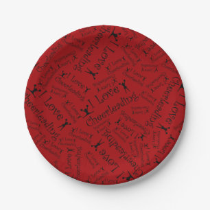 Prato De Papel Vermelho que eu amo cheerleading