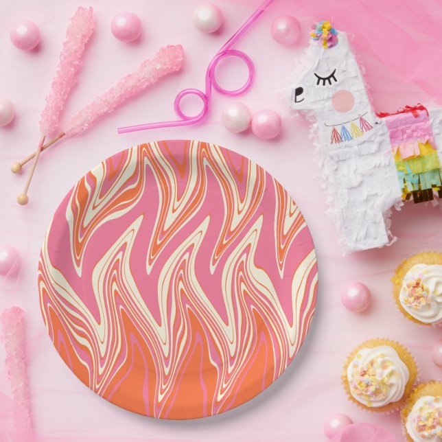Prato De Papel Vermelhos - Rosa, Laranja e Creme (Festa)