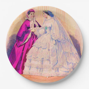 Prato De Papel Vestido de noiva da estampa de moda francesa de 18