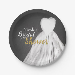 Prato De Papel Vestido de Noiva Loja de Giz Chá de Noiva