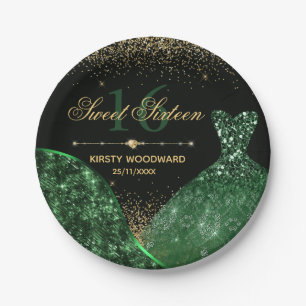 Prato De Papel Vestido Verde Escuro E Onda De Vidro Vidro 16