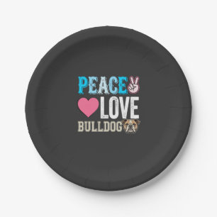 Prato De Papel Vetor de Bulldog de Paz e Amor