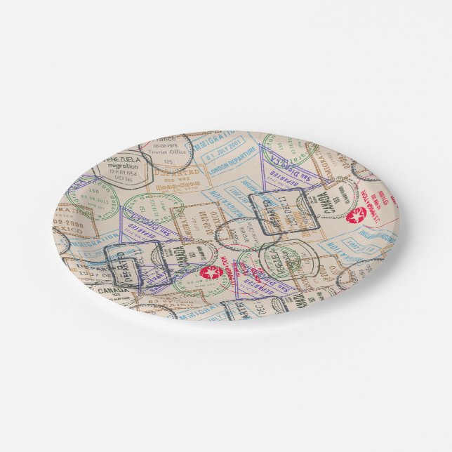 Prato De Papel Viagem de Carimbos do Passport (Inclinado)