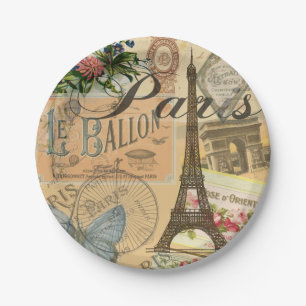 Prato De Papel Viagens vintage Colorida da França de Paris