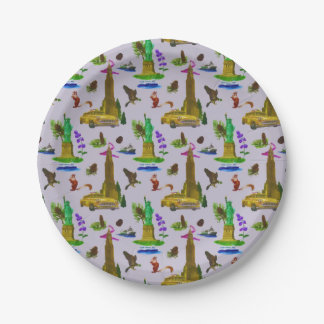 Prato De Papel Viagens vintage Skyline New York Liberty Autumn
