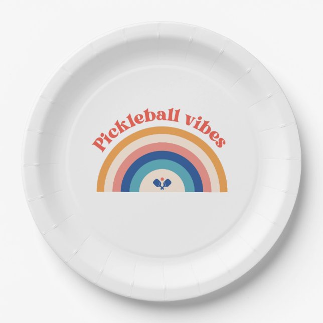 Prato De Papel Vibes de Pickleball | Placas de papel para partes (Frente)