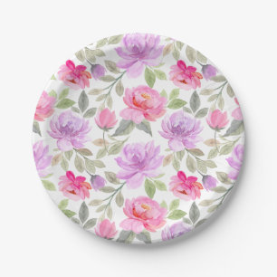Prato De Papel Vibração Fresca de Primavera: Design Floral Rosa e