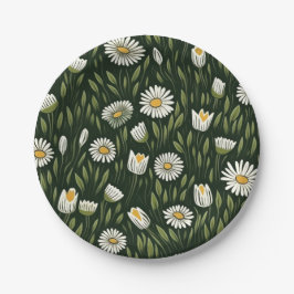 Prato De Papel Vibrant Daisy Pattern with Lush Green Accents