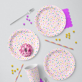 Prato De Papel Vibrant Terrazzo Confetti Party Pink Lemonade