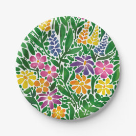 Prato De Papel Vibrante Abstrato Floral