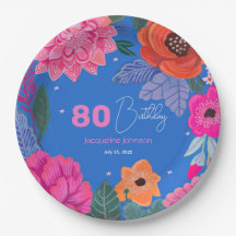Vibrantes Flores Silvestres Rosa Azul Aniversário