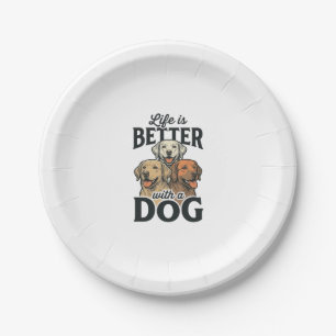 Prato De Papel Vida Antiga É Melhor Com um Cão Desenho Vetorial_1