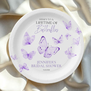 Prato De Papel Vida das Borboletas Chuveiro de Noiva Lavanda
