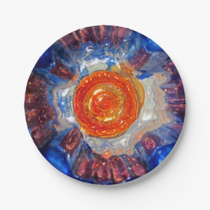 Prato De Papel Vidro de explosão da arte do cosmos - laranja Sun