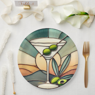 Prato De Papel Vidro De meio século 2 Olive Martini