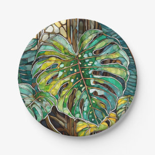 Prato De Papel Vidro manchado de Monstera