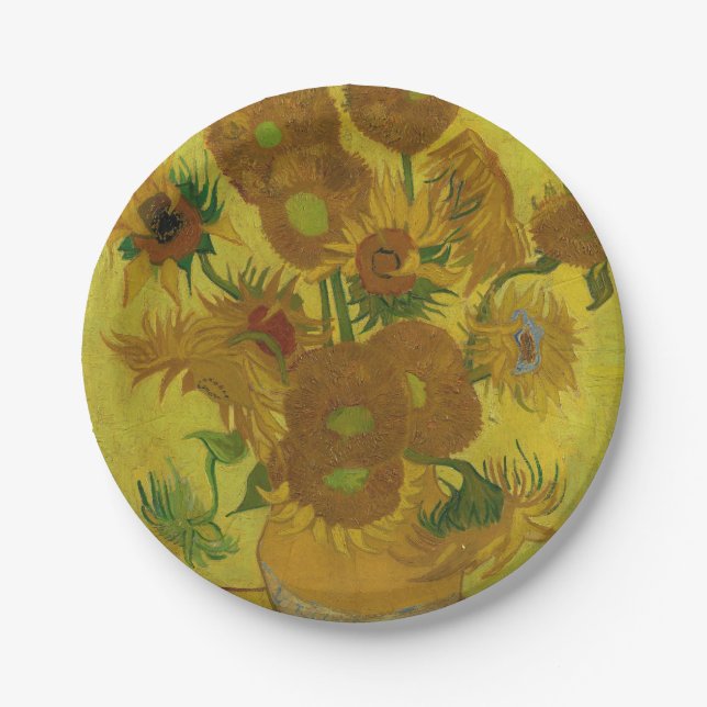 Prato De Papel Vincent Van Gogh 15 Sunflower Painting (Frente)