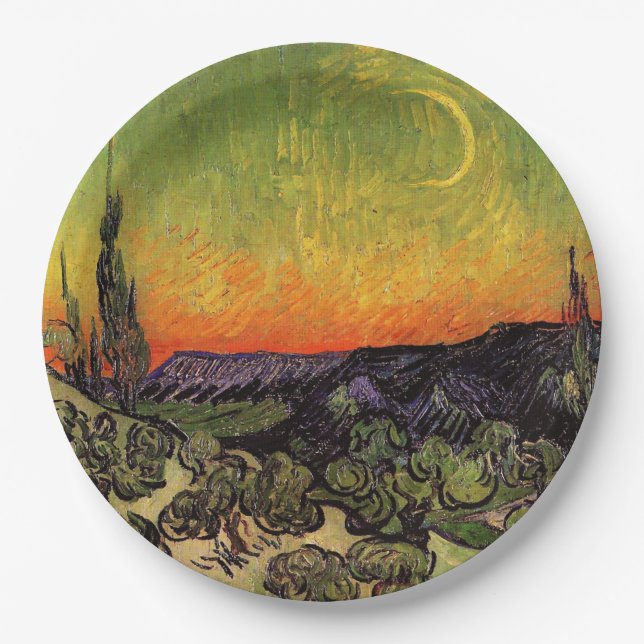 Prato De Papel Vincent Van Gogh Moonlit Landscape (Frente)