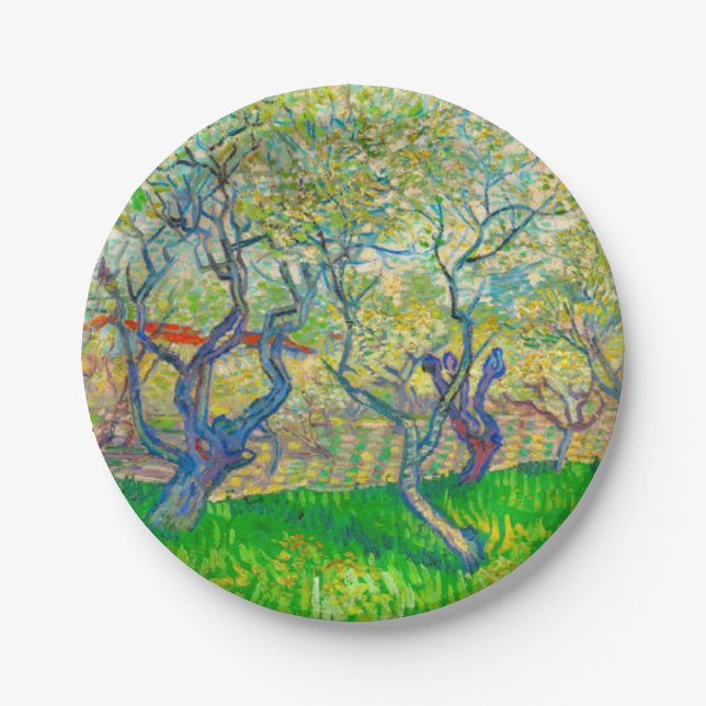 Prato De Papel Vincent van Gogh Pomar em Flor (Frente)