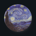 Prato De Papel Vincent Van Gogh Starry Night Vintage Fine Art<br><div class="desc">Vincent van Gogh Starry Night Fine Art Painting Starry Night Starry Night é uma pintura do artista poste-impressionista holandês Vincent van Gogh. O céu azul à noite está cheio de nuvens, estrelas e uma lua crescente brilhante. A Noite Estrelada é a única noturna na série de visões da janela do...</div>