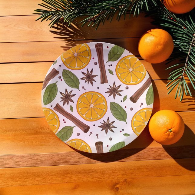 Prato De Papel Vinho branco apimentado (Christmas mulled wine spicy white paper plates)