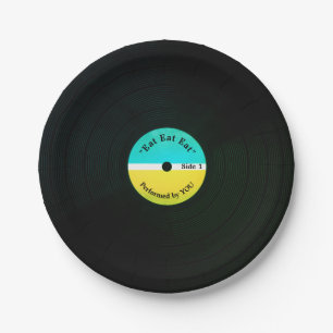 Prato De Papel Vinil musical engraçado do olhar que come o cobri