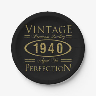 Prato De Papel Vintage 1940 80 Birthday Premium Quality